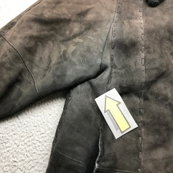 Vintage 100% Lambskin Shearling Long Coat Womens Large Suede Fur Lined Button - Picture 4 of 14